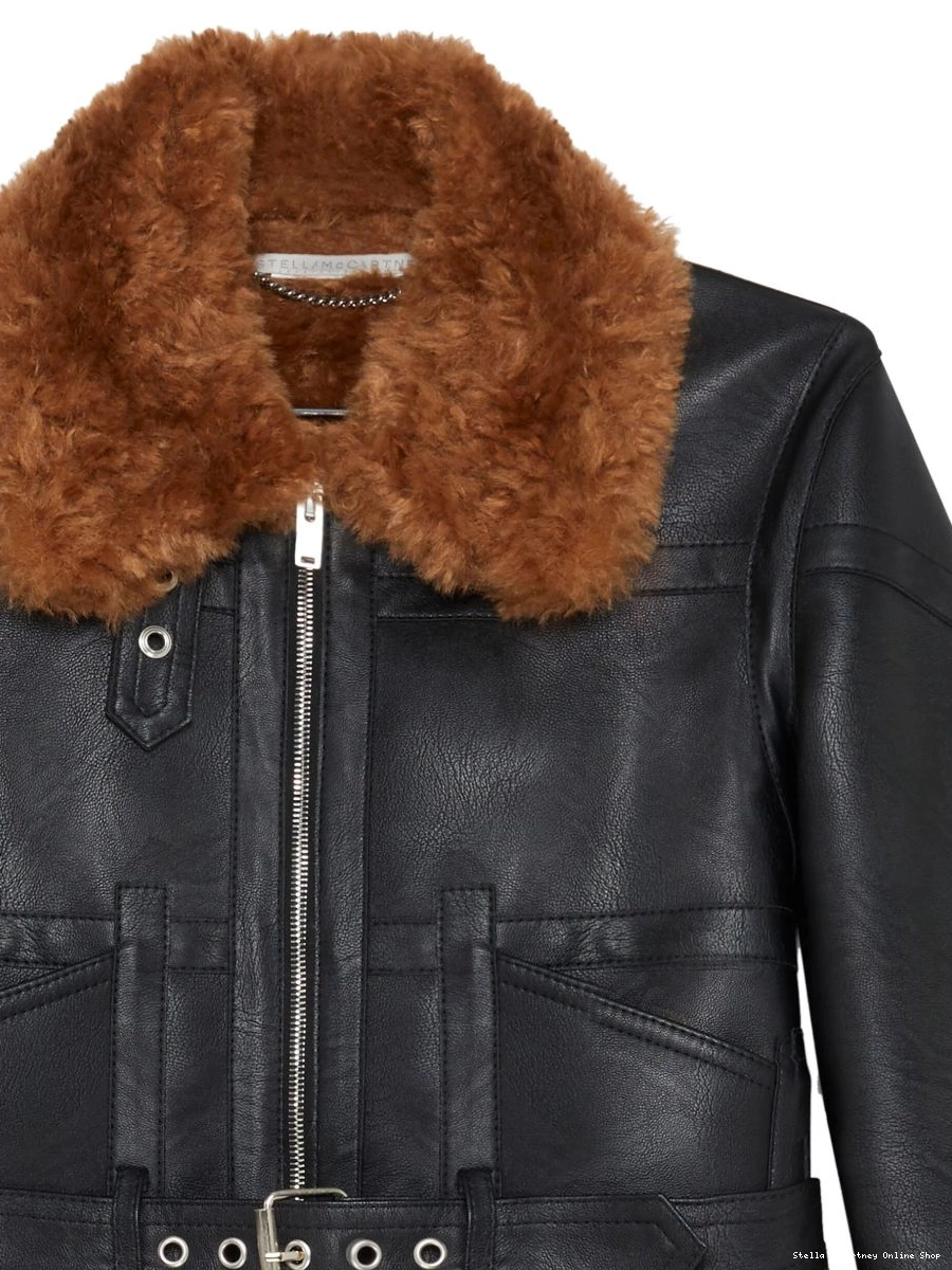 Affordable Women faux fur-trim Stella McCartney jacket zip-up aviator 0809